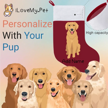 Load image into Gallery viewer, Personalized Golden Retriever Large Christmas Stocking-Christmas Ornament-Christmas, Golden Retriever, Home Decor, Personalized-Large Christmas Stocking-Christmas Red-One Size-1