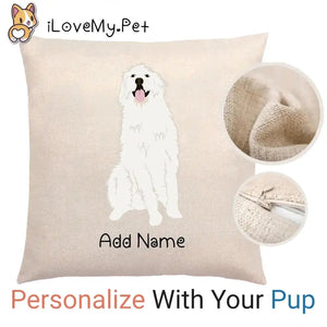 Personalized Great Pyrenees Linen Pillowcase-Home Decor-Dog Dad Gifts, Dog Mom Gifts, Great Pyrenees, Home Decor, Personalized, Pillows-Linen Pillow Case-Cotton-Linen-12"x12"-1
