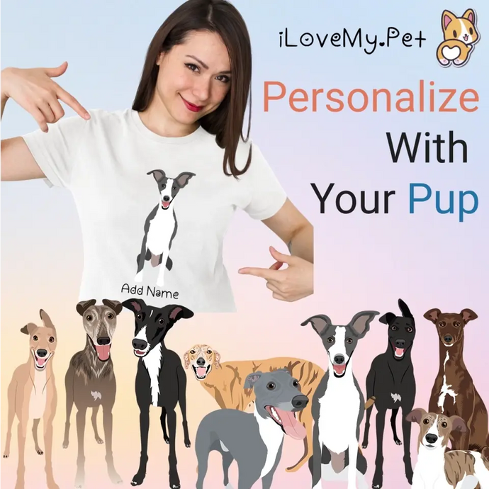 Personalized Greyhound / Whippet Mom T Shirt for Women-Customizer-Apparel, Dog Mom Gifts, Greyhound, Personalized, Shirt, T Shirt, Whippet-Modal T-Shirts-White-Small-1