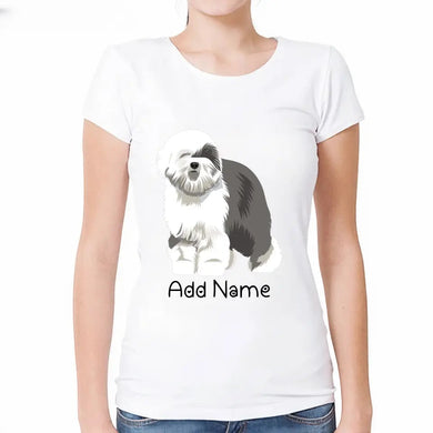 Personalized Old English Sheepdog T Shirt for Women-Customizer-Apparel, Dog Mom Gifts, Old English Sheepdog, Personalized, Shirt, T Shirt-Modal T-Shirts-White-Small-1