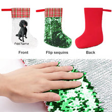 Load image into Gallery viewer, Personalized Poodle Shiny Sequin Christmas Stocking-Christmas Ornament-Christmas, Home Decor, Personalized, Poodle-Sequinned Christmas Stocking-Sequinned Silver White-One Size-3
