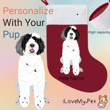 Load image into Gallery viewer, Personalized Portuguese Water Dog Large Christmas Stocking-Christmas Ornament-Christmas, Home Decor, Personalized, Portuguese Water Dog-Large Christmas Stocking-Christmas Red-One Size-1