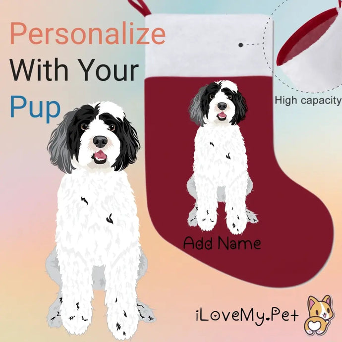 Personalized Portuguese Water Dog Large Christmas Stocking-Christmas Ornament-Christmas, Home Decor, Personalized, Portuguese Water Dog-Large Christmas Stocking-Christmas Red-One Size-1