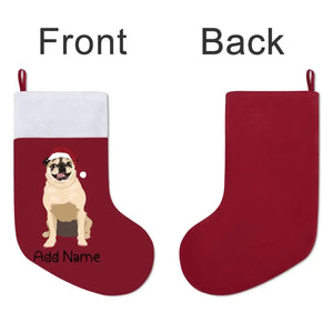 Personalized Pug Large Christmas Stocking-Christmas Ornament-Christmas, Home Decor, Personalized, Pug, Pug - Black-Large Christmas Stocking-Christmas Red-One Size-3
