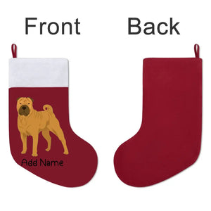 Personalized Shar Pei Large Christmas Stocking-Christmas Ornament-Christmas, Home Decor, Personalized, Shar Pei-Large Christmas Stocking-Christmas Red-One Size-3