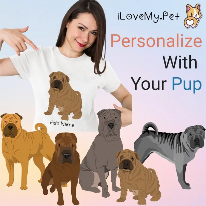 Personalized Shar Pei Mom T Shirt for Women-Customizer-Apparel, Dog Mom Gifts, Personalized, Shar Pei, Shirt, T Shirt-Modal T-Shirts-White-Small-1