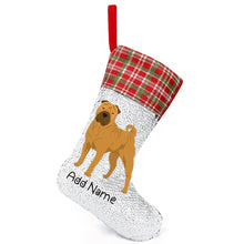 Load image into Gallery viewer, Personalized Shar Pei Shiny Sequin Christmas Stocking-Christmas Ornament-Christmas, Home Decor, Personalized, Shar Pei-Sequinned Christmas Stocking-Sequinned Silver White-One Size-2