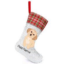 Load image into Gallery viewer, Personalized Shih Tzu Shiny Sequin Christmas Stocking-Christmas Ornament-Christmas, Home Decor, Personalized, Shih Tzu-Sequinned Christmas Stocking-Sequinned Silver White-One Size-2