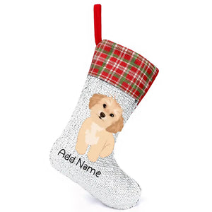 Personalized Shih Tzu Shiny Sequin Christmas Stocking-Christmas Ornament-Christmas, Home Decor, Personalized, Shih Tzu-Sequinned Christmas Stocking-Sequinned Silver White-One Size-2