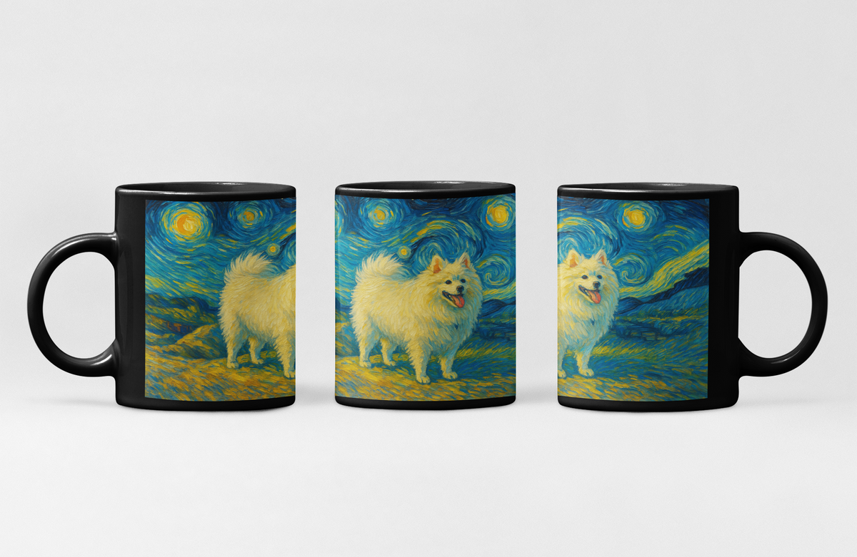 American Eskimo Dog Coffee Mug - Starry Night American Eskimo Dog -  Personalized Starry Night Artwork
