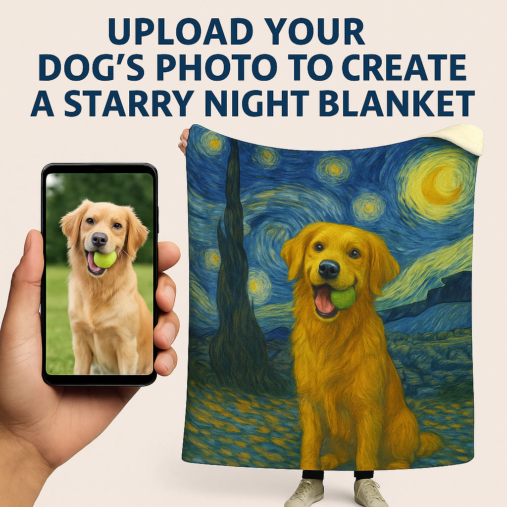 Samoyed Blanket - Sherpa Fleece - Personalized Starry Night Artwork