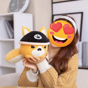 Pirate Hat and Fluffy Tail Shiba Inu Plush Toy-Stuffed Animals-Home Decor, Shiba Inu, Stuffed Animal-One Size-8