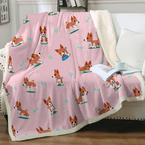Playful Basenji Love Soft Warm Fleece Blankets - 4 Colors-Blanket-Basenji, Blankets, Home Decor-Soft Pink-Small-3