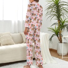 Load image into Gallery viewer, Pugs with Multicolor Hearts Pajamas Set for Women - 4 Colors-Pajamas-Apparel, Pajamas, Pug-8