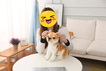 Load image into Gallery viewer, Image of a girl playing with an orange Shiba Inu stuffed animal plush toy