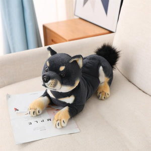 Realistic Lifelike Shiba Inus Stuffed Animal Plush Toys-Stuffed Animals-Home Decor, Shiba Inu, Stuffed Animal-Small-Black - Laying-2