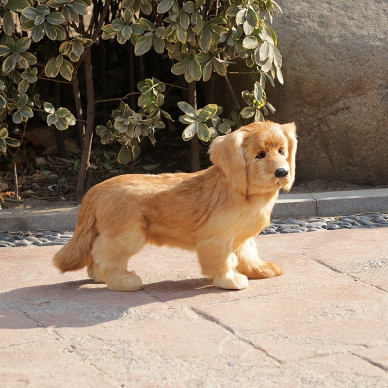 Realistic Lifelike Standing Golden Retriever Stuffed Animal with Real