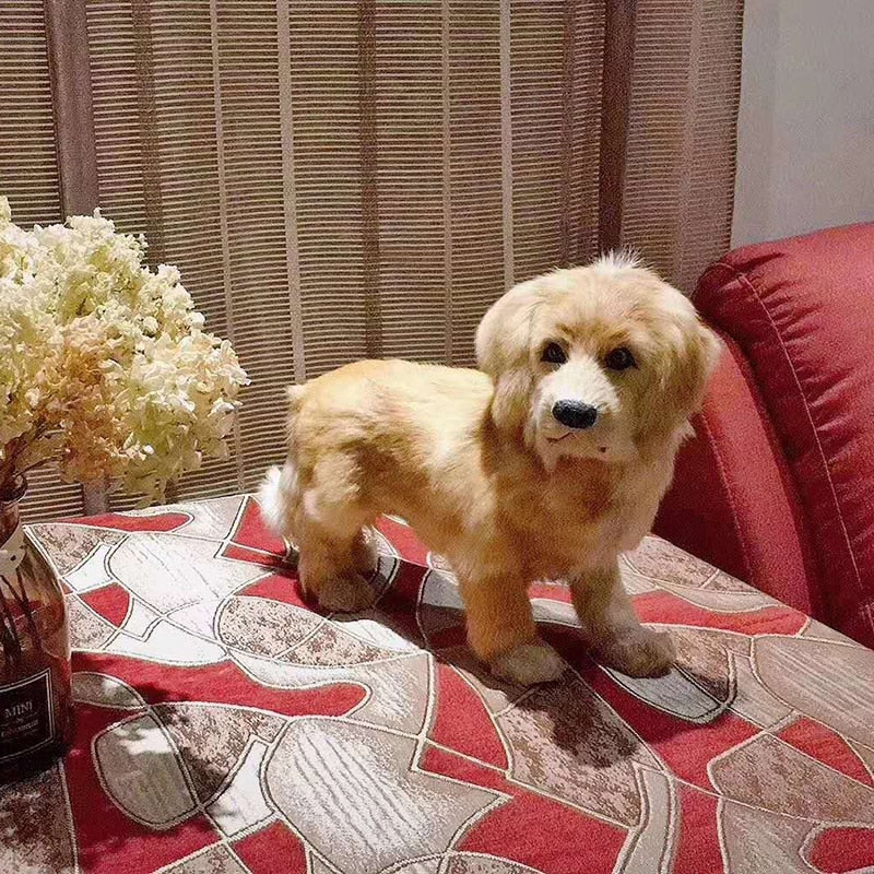 Realistic Lifelike Standing Golden Retriever Stuffed Animal with Real