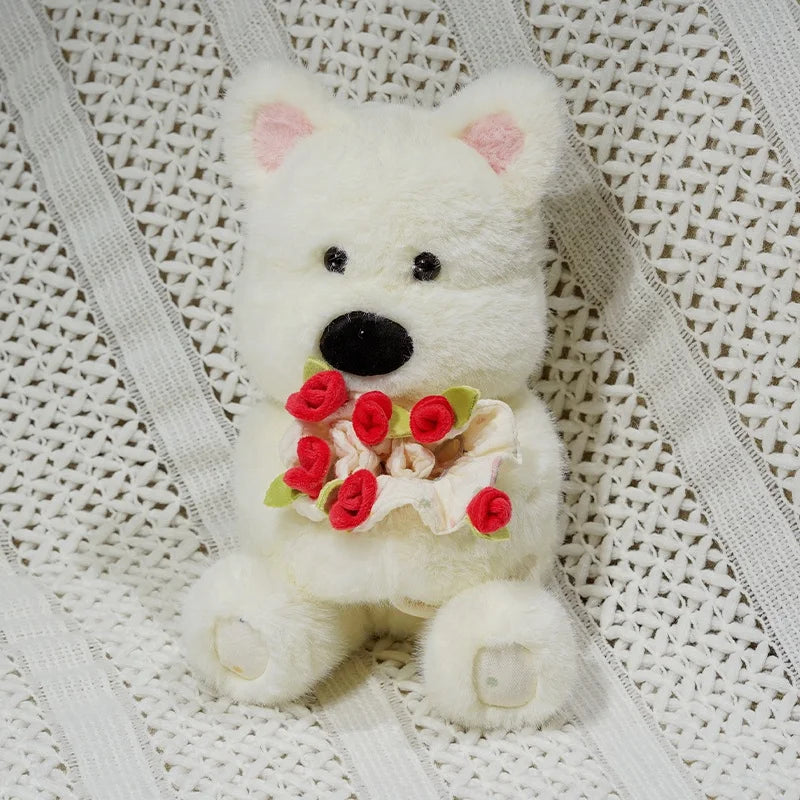 Red Rose Accessory Westie Stuffed Animal Plush Toy Red Rose Accessory Westie Stuffed Animal Plush Toy