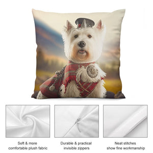 Regal Regalia Westie Plush Pillow Case-Cushion Cover-Dog Dad Gifts, Dog Mom Gifts, Home Decor, Pillows, West Highland Terrier-2