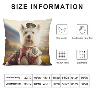 Regal Regalia Westie Plush Pillow Case-Cushion Cover-Dog Dad Gifts, Dog Mom Gifts, Home Decor, Pillows, West Highland Terrier-12 "×12 "-White-1