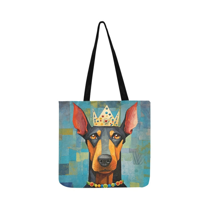 Regal Resonance Doberman Shopping Tote Bag-Accessories-Accessories, Bags, Doberman, Dog Dad Gifts, Dog Mom Gifts-White-ONESIZE-1