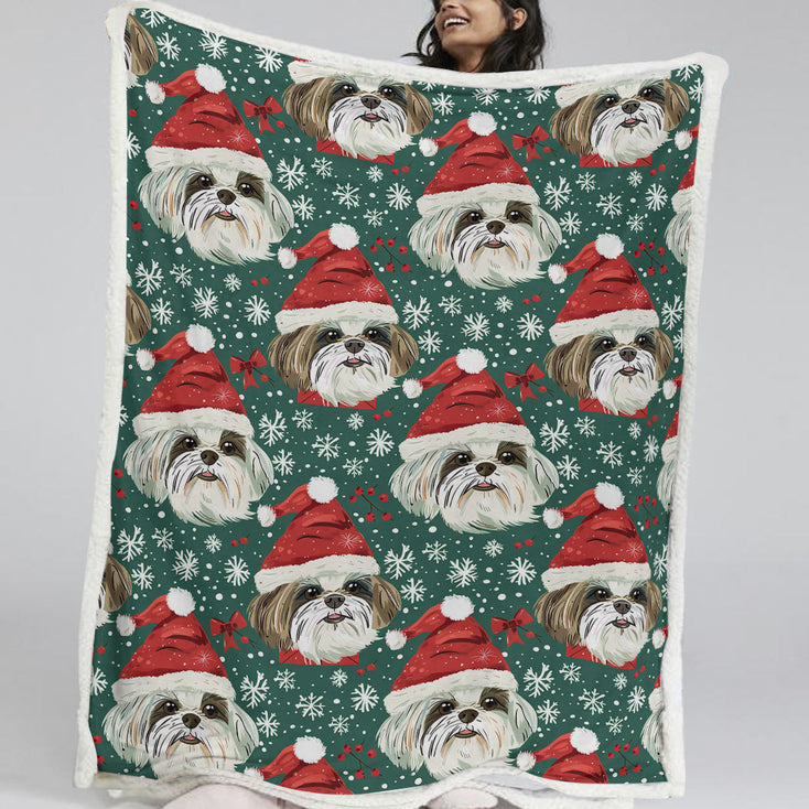 Santas Little Yelpers Shih Tzus Soft Warm Christmas Blanket-Blanket-Blankets, Christmas, Dog Dad Gifts, Dog Mom Gifts, Home Decor, Shih Tzu-2
