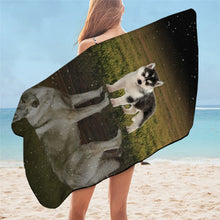 Load image into Gallery viewer, Siberian Husky Love Beach Towels-Home Decor-Dogs, Home Decor, Siberian Husky, Towel-4