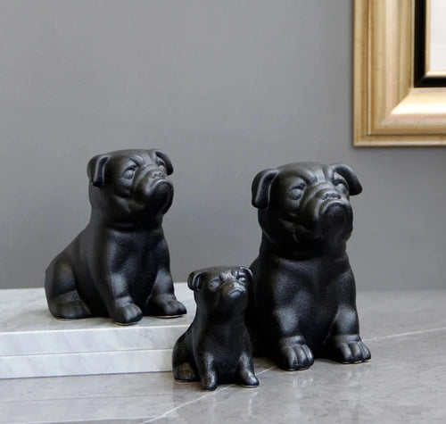 Sitting Black Pug Love Ceramic Statues-Home Decor-Home Decor, Pug, Pug - Black, Statue-10