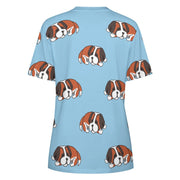 Sleeping Saint Bernard Love All Over Print Women's Cotton T-Shirt - 4 Colors-Apparel-Apparel, Saint Bernard, Shirt, T Shirt-5