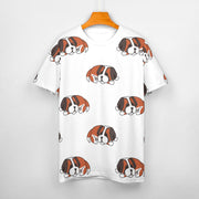 Sleeping Saint Bernard Love All Over Print Women's Cotton T-Shirt - 4 Colors-Apparel-Apparel, Saint Bernard, Shirt, T Shirt-13