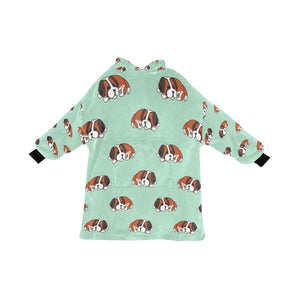 Sleeping Saint Bernard Love Blanket Hoodie for Women - 4 Colors-Blanket-Blanket Hoodie, Blankets, Saint Bernard-Mint Green-ONE SIZE-11