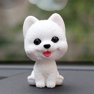 Smiling Husky Love Bobble Head-Car Accessories-Bobbleheads, Car Accessories, Dogs, Figurines, Siberian Husky-Pomeranian - White-Plastic-12