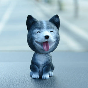 Smiling Husky Love Bobble Head-Car Accessories-Bobbleheads, Car Accessories, Dogs, Figurines, Siberian Husky-Husky-Resin-3
