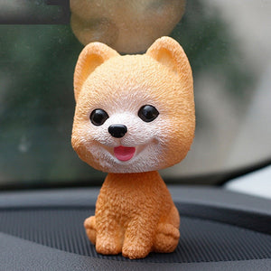 Smiling Husky Love Bobble Head-Car Accessories-Bobbleheads, Car Accessories, Dogs, Figurines, Siberian Husky-Pomeranian - Orange-Plastic-9