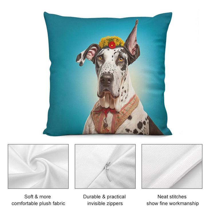 Spotty Elegance Great Dane Plush Pillow Case-Cushion Cover-Dog Dad Gifts, Dog Mom Gifts, Great Dane, Home Decor, Pillows-5