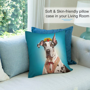 Spotty Elegance Great Dane Plush Pillow Case-Cushion Cover-Dog Dad Gifts, Dog Mom Gifts, Great Dane, Home Decor, Pillows-7