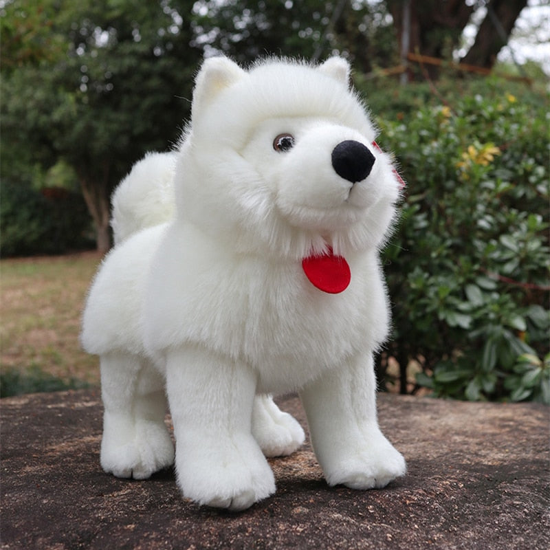 Standing Large Realistic American Eskimo Dog Stuffed Animal Plush Toy