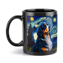 Load image into Gallery viewer, Starry Night Bernese Mountain Dog Coffee Mug-Mug-Bernese Mountain Dog, Home Decor, Mugs-ONE SIZE-Black-5