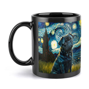 Starry Night Black Pug Coffee Mug-Mug-Home Decor, Mugs, Pug, Pug - Black-ONE SIZE-Black-5
