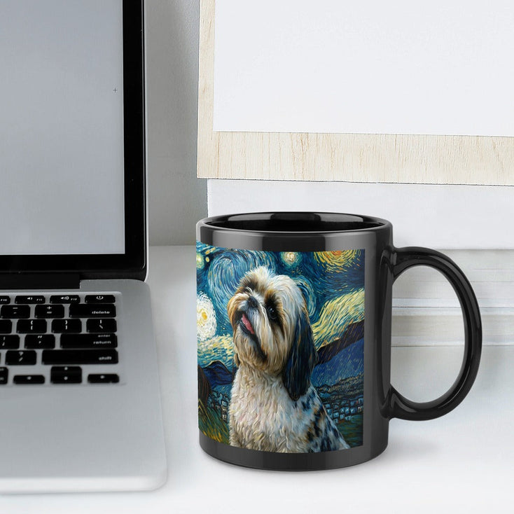 Starry Night Lhasa Apso Coffee Mug-Mug-Home Decor, Lhasa Apso, Mugs-ONE SIZE-Black-6