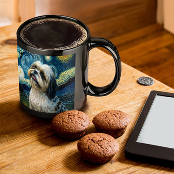 Starry Night Lhasa Apso Coffee Mug-Mug-Home Decor, Lhasa Apso, Mugs-ONE SIZE-Black-1