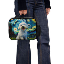 Load image into Gallery viewer, Starry Night Serenade Bichon Frise Lunch Bag-Accessories-Bags, Bichon Frise, Dog Dad Gifts, Dog Mom Gifts, Lunch Bags-Black-ONE SIZE-2