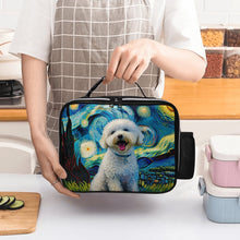 Load image into Gallery viewer, Starry Night Serenade Bichon Frise Lunch Bag-Accessories-Bags, Bichon Frise, Dog Dad Gifts, Dog Mom Gifts, Lunch Bags-Black-ONE SIZE-3