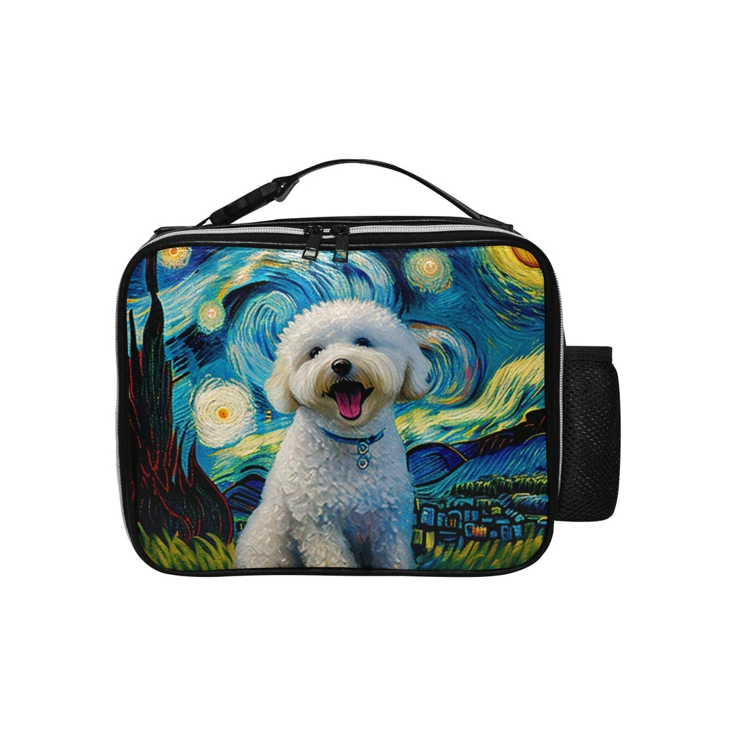 Starry Night Serenade Bichon Frise Lunch Bag-Accessories-Bags, Bichon Frise, Dog Dad Gifts, Dog Mom Gifts, Lunch Bags-Black-ONE SIZE-1