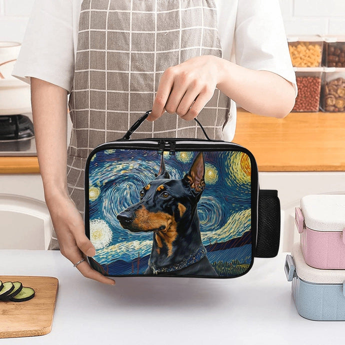 Starry Night Serenade Doberman Lunch Bag-Accessories-Bags, Doberman, Dog Dad Gifts, Dog Mom Gifts, Lunch Bags-Black-ONE SIZE-2