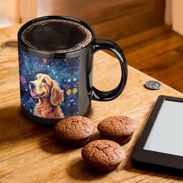 Starry Night Serenade Golden Retriever Coffee Mug-ONE SIZE-Black-1