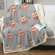 Strawberry Tart Shiba Soft Warm Fleece Blanket - 4 Colors-Blanket-Blankets, Home Decor, Shiba Inu-9