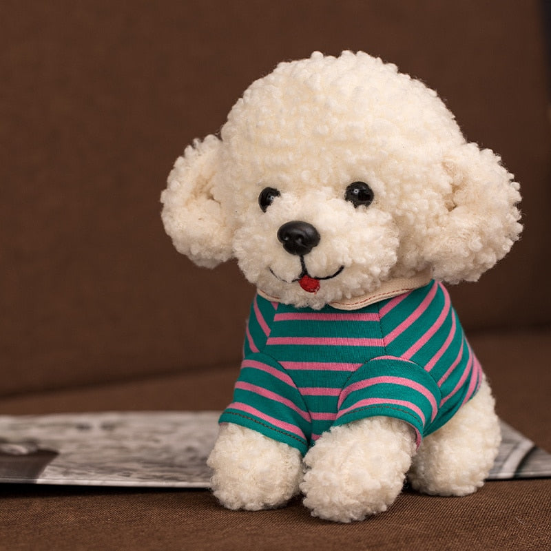 Striped Jacket Bichon Frise Stuffed Animal Plush Toy