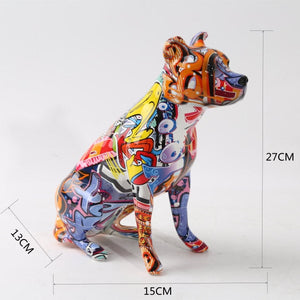 Stunning Staffordshire Bull Terrier Design Multicolor Resin Statues-Home Decor-Dogs, Home Decor, Staffordshire Bull Terrier, Statue-Orange-Normal Ears-3